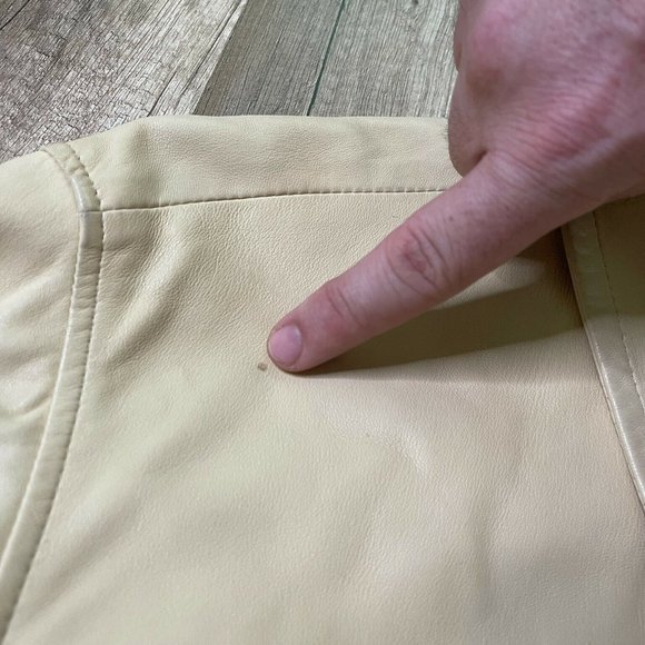 Bruno Magli Womens Ivory Real Leather Collared Full Zip Bomber Jacket Size 42 - Picture 5 of 12